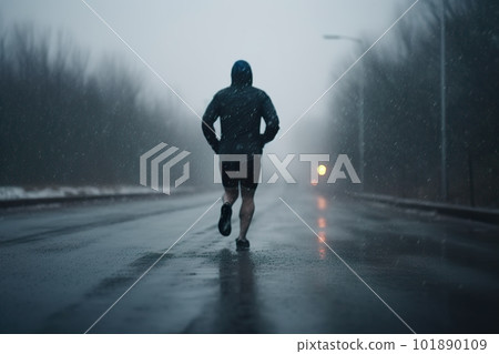 athlete runnerforest trail in the rain athlete runnerforest trail in the rain 101890109