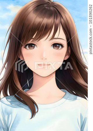 藍天和女人的插圖 藍天和女人的插圖 101890262