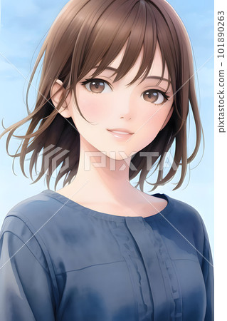 藍天和女人的插圖 101890263