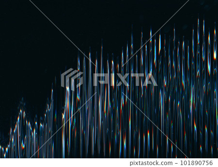 Glitch texture. Digital artifacts. Screen distortion. Blue red orange color static noise dust scratches on dark black illustration abstract background. 101890756