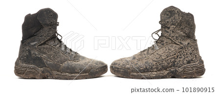 Black shoes, covered in mud Black shoes, covered in mud 101890915