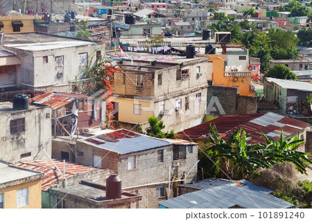 Poor residential district of Santo Domingo on a daytime, aerial view 101891240