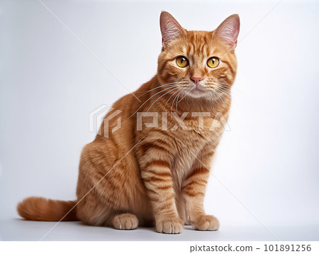 sitting red cat not at all ferocious looking at camera. Generative Ai sitting red cat not at all ferocious looking at camera. Generative Ai 101891256