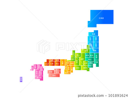 colorful and simple map of japan colorful and simple map of japan 101891624