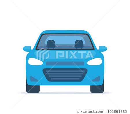 Blue car. City sport sedan view from the side. Passenger vehicle. Vector illustration in flat style. Blue car. City sport sedan view from the side. Passenger vehicle. Vector illustration in flat style. 101891883
