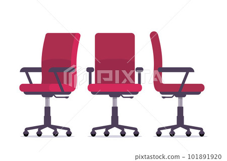 Office chair in various points of view. Furniture for office Interior in flat style. Vector illustration. 101891920