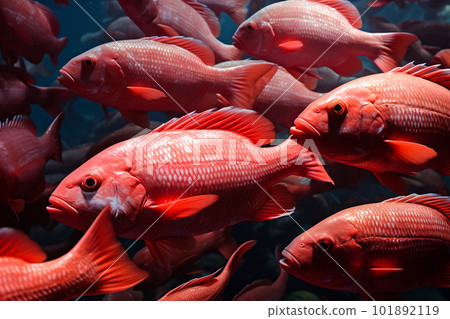 Beautiful red fish in sea. Generative AI 101892119