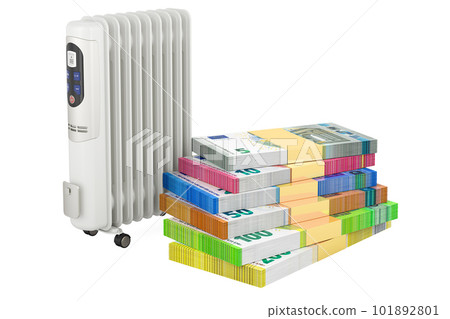 Oil heater with euro packs, 3D rendering 101892801