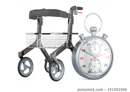 Rollator for elderly with stopwatch, 3D rendering Rollator for elderly with stopwatch, 3D rendering 101892806