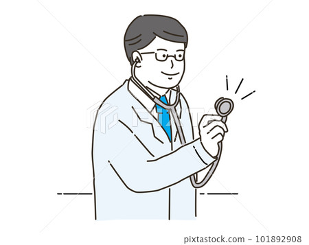 Male doctor in white coat with stethoscope Male doctor in white coat with stethoscope 101892908