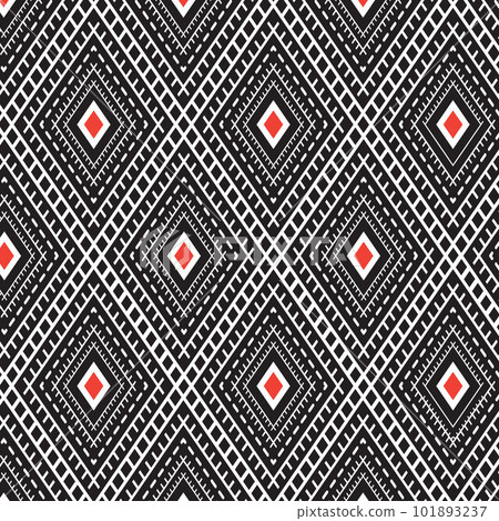 seamless ethnic pattern repeats ikat ogee art floral and geometric elements black and white modern tribal design texture, vintage, fabric, carpet clothing folk Stitch embroidery vector background seamless ethnic pattern repeats ikat ogee art floral and geometric elements black and white modern tribal design texture, vintage, fabric, carpet clothing folk Stitch embroidery vector background 101893237