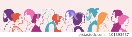 Crowd of young men and women. 101893487