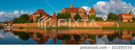panoramic view of castle of the Teutonic Knights Order in Malbork, Poland, is the largest castle in the world. Malbork Poland 101893558