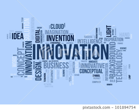 Word cloud background concept for Innovation. Creativity concept strategy can do invention solution idea develop. vector illustration. 101894754