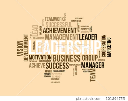 Word cloud background concept for Leadership. Achieve your vision with success attitude development. vector illustration. 101894755