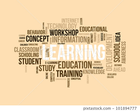 Word cloud background concept for Learning. Education knowledge study lesson for information training concept. vector illustration. Word cloud background concept for Learning. Education knowledge study lesson for information training concept. vector illustration. 101894777