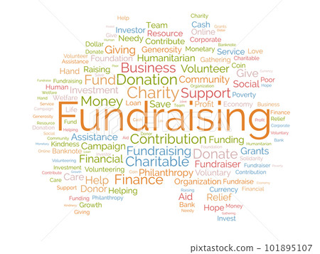 Word cloud background concept for Fundraising. Charity funding, philanthropy donation support of charitable contribution. vector illustration. Word cloud background concept for Fundraising. Charity funding, philanthropy donation support of charitable contribution. vector illustration. 101895107