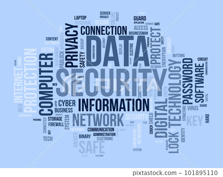 Word cloud background concept for Data security. Network technology safety access for web privacy protection. Vector illustration. 101895110