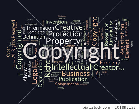 Word cloud background concept for Copyright. Intellectual property, legal trademark owner of business right. vector illustration. Word cloud background concept for Copyright. Intellectual property, legal trademark owner of business right. vector illustration. 101895155