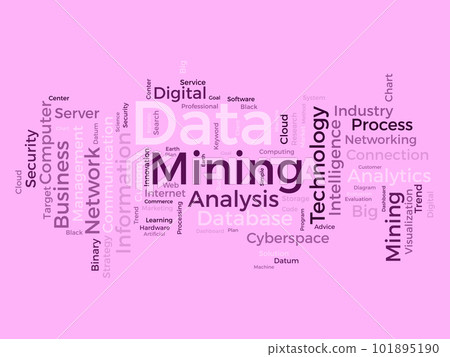 Word cloud background concept for Data mining. Internet technology database mining for web software management. vector illustration. 101895190