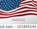 Text Memorial Day on American flag on white background. Vector illustrator 101895244