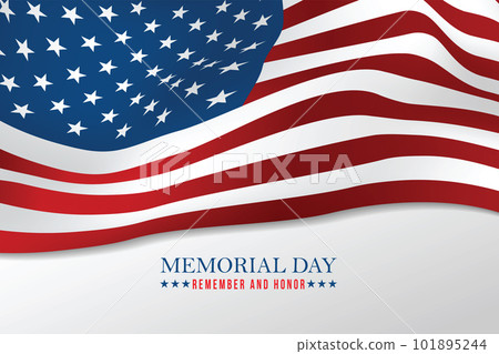 Text Memorial Day on American flag on white background. Vector illustrator Text Memorial Day on American flag on white background. Vector illustrator 101895244