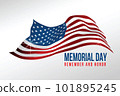 Text Memorial Day on American flag on white background. Vector illustrator 101895245