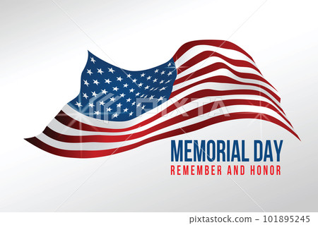 Text Memorial Day on American flag on white background. Vector illustrator Text Memorial Day on American flag on white background. Vector illustrator 101895245