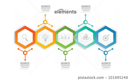 Timeline infographic design element and number options. Business concept with 5 steps. Can be used for workflow layout, diagram, Vector business template for presentation. Timeline infographic design element and number options. Business concept with 5 steps. Can be used for workflow layout, diagram, Vector business template for presentation. 101895248