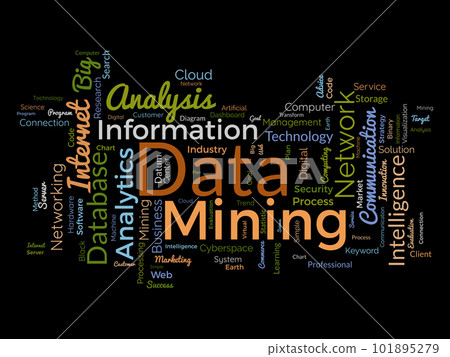 Word cloud background concept for Data mining. Internet technology database mining for web software management. vector illustration. Word cloud background concept for Data mining. Internet technology database mining for web software management. vector illustration. 101895279