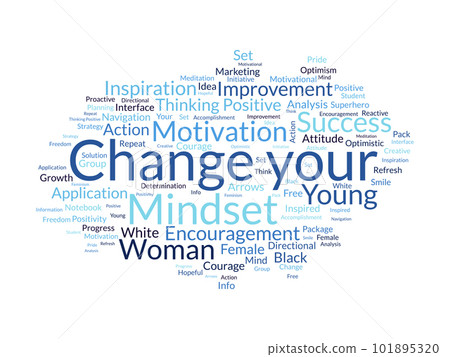 Word cloud background concept for Change your Mindset.Mind idea reactive attitude for positive improvement. vector illustration. Word cloud background concept for Change your Mindset.Mind idea reactive attitude for positive improvement. vector illustration. 101895320