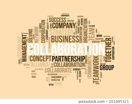 Word cloud background concept for Collaboration. Company teamwork collaboration for success strategy. vector illustration. Word cloud background concept for Collaboration. Company teamwork collaboration for success strategy. vector illustration. 101895321