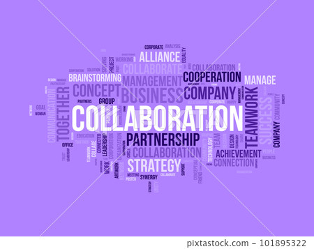 Word cloud background concept for Collaboration. Company teamwork collaboration for success strategy. vector illustration. 101895322