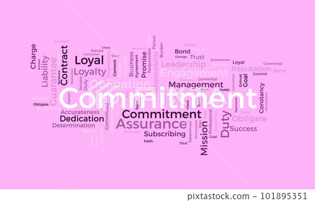 Word cloud background concept for Commitment. Responsibility engagement, business contract obligation of loyalty promise achievement. vector illustration. 101895351