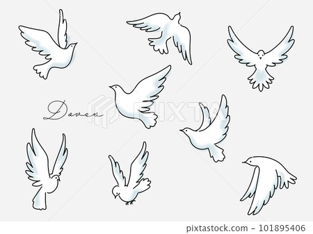 動態拍打白鴿的簡單水彩紋理插圖集 動態拍打白鴿的簡單水彩紋理插圖集 101895406