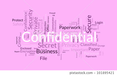 Word cloud background concept for Confidential. Secret information authority, privacy important of departure document. vector illustration. Word cloud background concept for Confidential. Secret information authority, privacy important of departure document. vector illustration. 101895421