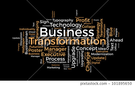 Word cloud background concept for Business transformation. Business growth management strategy for change or modernize business concept. vector illustration. 101895650