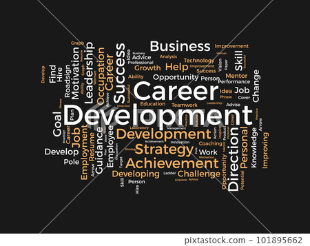 Word cloud background concept for Career development. success strategy, goal achievement management of leadership opportunity. vector illustration. 101895662