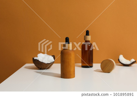 Concept of body and skin care accessories - coconut cosmetic 101895891