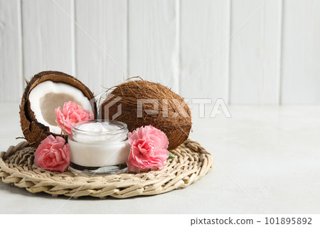 Concept of body and skin care accessories - coconut cosmetic 101895892