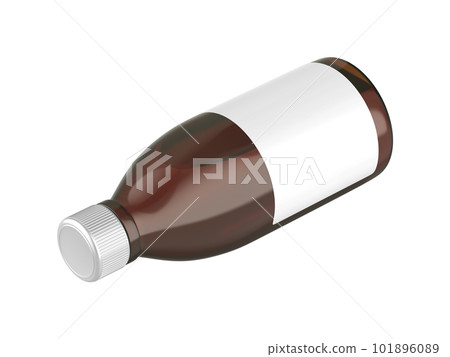 Glass bottle with cough medicine syrup 101896089