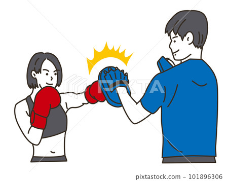 Female and male trainers punching mitts 101896306