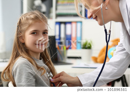 Portrait of cheerful little child at pediatrician appointment 101896381