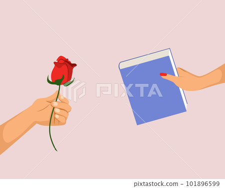 Saint George's Exchanging Presents Celebrating Diada De Sant Jordi 101896599