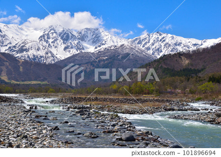 春天，殘雪，白馬三山，松川 101896694