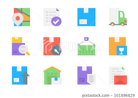 Delivery 3d icons set. Pack flat pictograms of map location, list, parcel box, transportation van, tracking, barcode, container, logistic and other. Vector elements for mobile app and web design Delivery 3d icons set. Pack flat pictograms of map location, list, parcel box, transportation van, tracking, barcode, container, logistic and other. Vector elements for mobile app and web design 101896829