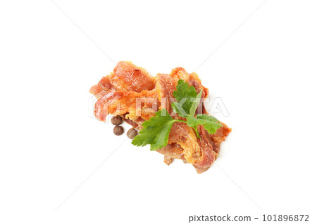 Fried bacon, fried food, isolated on white background, png 101896872