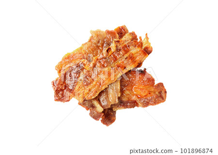 Fried bacon, fried food, isolated on white background, png 101896874