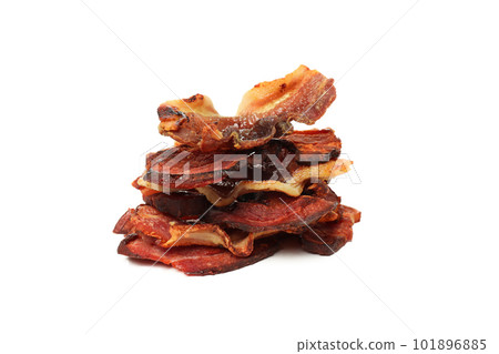 Fried bacon, fried food, isolated on white background, png Fried bacon, fried food, isolated on white background, png 101896885
