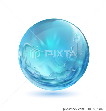 Transparent bubble or ball with water splashes inside Transparent bubble or ball with water splashes inside 101897302